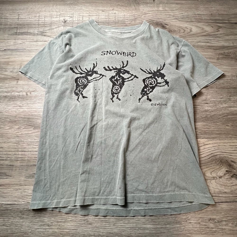 EMI Snowbird Moose Kokopelli T-Shirt Mens M Green Vintage 1994 Made in USA 90s